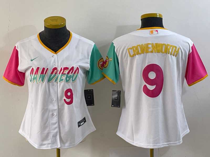Women%27s San Diego Padres #9 Jake Cronenworth White Number 2022 City Connect Cool Base Stitched Jersey->mlb youth jerseys->MLB Jersey